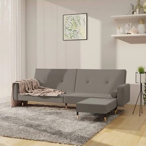 vidaXL Καναπές Κρεβάτι Διθέσιος με Υποπόδιο Ανοιχτό Γκρι Βελούδινος