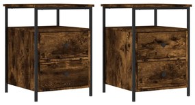vidaXL Κομοδίνα 2 τεμ. Καπνιστή Δρυς 44x45x60 εκ. Επεξεργασμένο Ξύλο