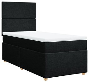 Κρεβάτι Boxspring με Στρώμα Μαύρο 90x200 εκ. Υφασμάτινο - Μαύρο