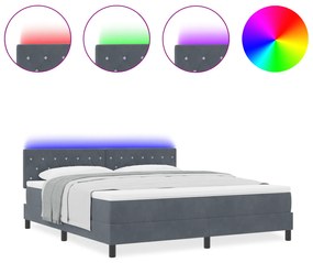 vidaXL Κρεβάτι με Βάση και Στρώμα Σκούρο Γκρι 180x200 εκ. Βελούδο