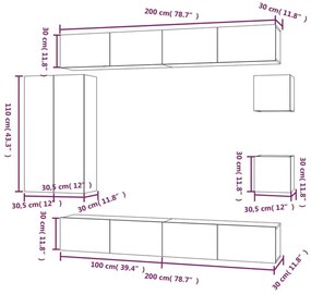 Σετ Επίπλων Τηλεόρασης 8 Τεμαχίων Καπνιστή δρυς Επεξ. Ξύλο - Καφέ