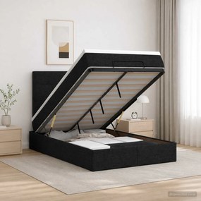 vidaXL Κρεβάτι Ottoman με Στρώμα και LED Μαύρο 120 x 190 cm Ύφασμα