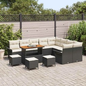 vidaXL Σετ Καναπέ Κήπου Ρυθμιζόμενο ύψος 13 pcs Μαύρο συνθετικό ρατάν