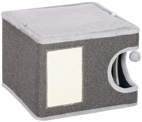 PawHut Σπιτάκι γάτας με 2 μαξιλάρια, κρεβάτι, φωλιά, χαλάκι ξυσίματος, μπάλα παιχνιδιού, μικρή στήλη ξυσίματος, γκρι