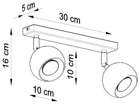 Sollux Φωτιστικό οροφής Oculare 2,ατσάλι,2xGU10/40w