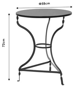 Τραπέζι Noah μεταλλικό μαύρο Φ58x72εκ 58x58x72 εκ.