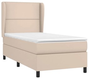 vidaXL Κρεβάτι Boxspring με Στρώμα Καπουτσίνο 100x200εκ.από Συνθ.Δέρμα