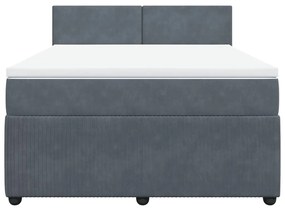 Κρεβάτι Boxspring με Στρώμα Σκούρο Γκρι 140x200 εκ. Βελούδινο - Γκρι