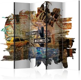 Διαχωριστικό με 5 τμήματα - New York Collage II [Room Dividers]