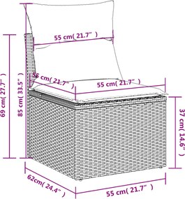 vidaXL Σετ Καναπέ Κήπου 13τεμ Μπεζ Συνθ. Ρατάν με Μαξιλάρια