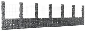 vidaXL Συρματοκιβώτιο σε U Σχήμα με 7 Στύλους 740x20x200 εκ Σιδερένιο