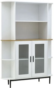 115-000114 Βιτρίνα Xarvey Inart λευκό-φυσικό ξύλο 110x38x160εκ IRON-BIRCH-GLASS WHITE-NATURAL, 1 Τεμάχιο