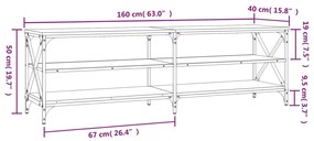 Έπιπλο Τηλεόρασης Μαύρο 160x40x50 εκ. από Επεξεργασμένο Ξύλο - Μαύρο