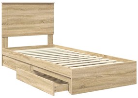 vidaXL Κρεβάτι Αποθήκης Δρύς Sonoma 100 x 200 cm Επεξεργασμένο ξύλο