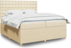 vidaXL Κρεβάτι Boxspring με Στρώμα Κρεμ 200x200 εκ. Υφασμάτινο