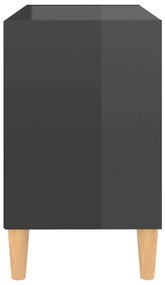 vidaXL Έπιπλο Τηλεόρασης Γυαλ. Γκρι 69,5x30x50 εκ. Μασίφ Ξύλινα Πόδια