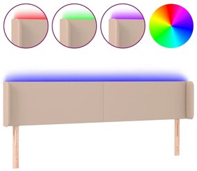 Κεφαλάρι Κρεβατιού LED Καπουτσίνο 163x16x78/88εκ. Συνθετ. Δέρμα - Καφέ