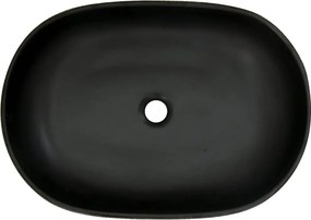 vidaXL Νιπτήρας Οβάλ Γκρι και Μαύρος 59 x 40 x 14 εκ. Κεραμικός