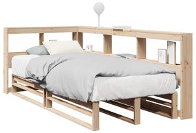 Κρεβάτι Βιβλιοθήκη Χωρίς Στρώμα 90x190 εκ Μασίφ Ξύλο Πεύκου