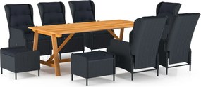 vidaXL Σετ Τραπεζαρίας Κήπου 9 Τεμαχίων Σκούρο Γκρι