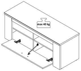Έπιπλο TV Kent 120 Γκρί Δρύς - Λευκός Δρύς 122x43x49 εκ. 122x43x49 εκ.