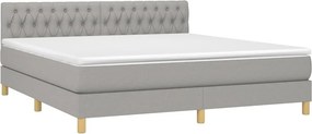 vidaXL Κρεβάτι Boxspring με Στρώμα &amp; LED Αν.Γκρι 180x200 εκ Υφασμάτινο