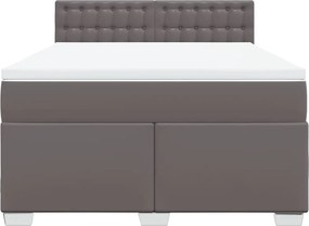vidaXL Κρεβάτι Boxspring με Στρώμα Γκρι 140x190εκ. από Συνθετικό Δέρμα