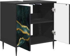 vidaXL Ντουλάπι Μπάνιου WIJHE Μαύρη Δρυς 60 x 40 x 61 εκ