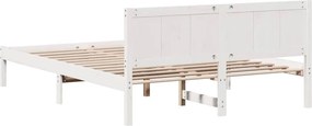 vidaXL Σκελετός Κρεβατιού Λευκό 140 x 200 cm Μασίφ ξύλο πεύκου