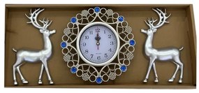 Ρολόι τοίχου με διακοσμητικά ελάφια - 3pcs - 907-5 - 390752 - Silver-390752_s