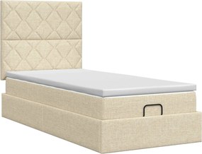 vidaXL Κρεβάτι Ottoman με στρώμα με κεφαλάρι Κρεμ 90 x 200 cm Ύφασμα