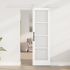vidaXL Συρόμενη Πόρτα  με Σετ Εξαρτημάτων Λευκή 61x198.5 cm Συμπαγές Ξύλο Πεύκο