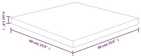 vidaXL Επιφάνεια Τραπεζιού Τετράγωνη Σκ. Καφέ 60x60x4 εκ. Ξύλο Δρυς