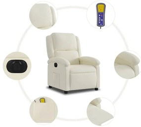 vidaXL Πολυθρόνα Μασάζ Ηλεκ. Ανακλινόμενη Κρεμ Βελούδο