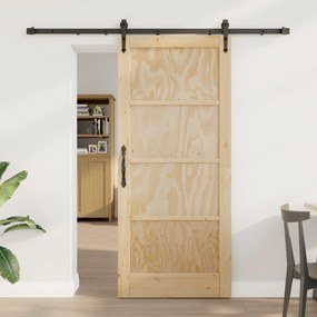 vidaXL Συρόμενη Πόρτα με Σετ Εξαρτημάτων 78x202 εκ. Συμπαγές Ξύλο Πεύκου