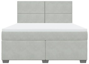 Κρεβάτι Boxspring με Στρώμα Ανοιχτό Γκρι 180x200 εκ. Βελούδινο - Γκρι