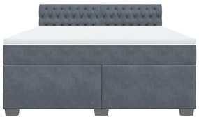 Κρεβάτι Boxspring με Στρώμα Σκούρο Γκρι 180x200 εκ. Βελούδινο - Γκρι