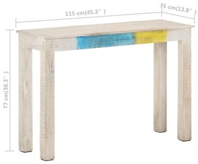 Τραπέζι Κονσόλα Λευκό 115x35x77 εκ. από Ακατέργαστο Ξύλο Μάνγκο - Λευκό