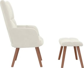 vidaXL Πολυθρόνα Relax Λευκό Κρεμ Βελούδινη με Σκαμπό