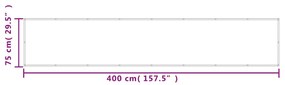 vidaXL Διαχωριστικό Βεράντας Αν. Γκρι 75x400εκ 100% Πολ. Ύφασμα Oxford