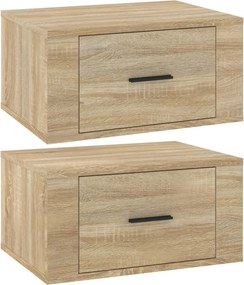 vidaXL Κομοδίνα Επιτοίχια 2 τεμ. Sonoma Δρυς 50x36x25 εκ.