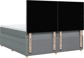 vidaXL Κρεβάτι Boxspring με Στρώμα Ανοιχτό Γκρι 200x200 εκ. Υφασμάτινο