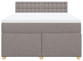 Κρεβάτι Boxspring με Στρώμα Taupe 160x200 εκ. Υφασμάτινο - Μπεζ-Γκρι