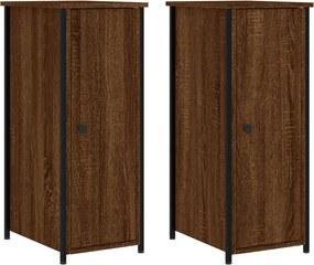 vidaXL Κομοδίνα 2 τεμ. Καφέ Δρυς 32x42x80 εκ. Επεξεργασμένο Ξύλο