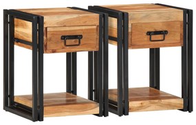 vidaXL Κομοδίνα 2 τεμαχίων 40x35x50 εκ Μασίφ Ξύλο Ακακίας