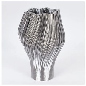 Βάζο Πορσελάνινο 3d Ασημί 19.5x19.5x30cm 752-21094 Estheti-752-21094-Ασημί 752-21094