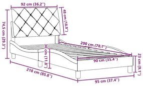 Σκελετός Κρεβατιού Χωρίς Στρώμα Σκ. Γκρι 90x200 εκ.Υφασμάτινο - Γκρι