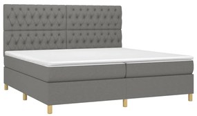 ΚΡΕΒΑΤΙ BOXSPRING ΜΕ ΣΤΡΩΜΑ &amp; LED ΣΚ.ΓΚΡΙ 200X200ΕΚ. ΥΦΑΣΜΑΤΙΝΟ 3135702