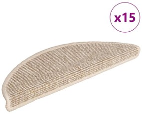 vidaXL Πατάκια Σκαλιών 15 τεμ. Ανοιχτό Μπεζ Ημίκυκλα 56x17x3 εκ.