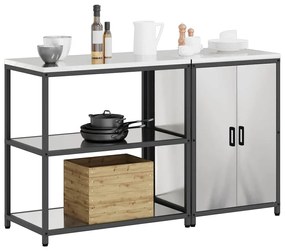 vidaXL Σετ Αποθήκευσης Κουζίνας με ράφι 2 pcs Ασημί 150 x 50 x 92 εκ.